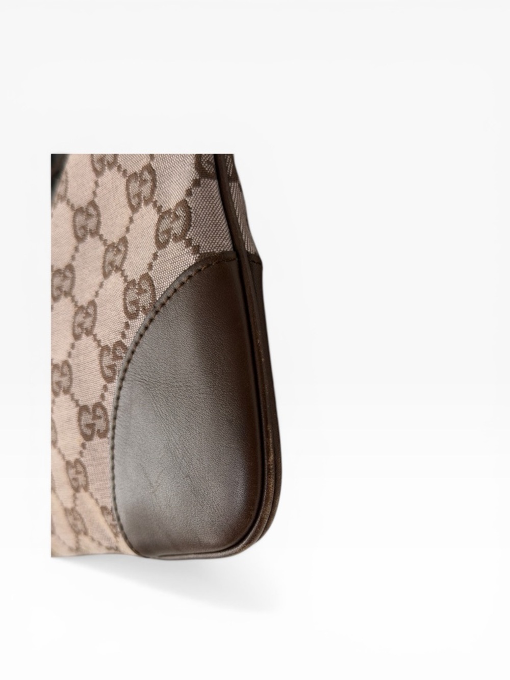 Gucci Jackie GG Brown Canvas Leather Trim Shoulder Bag - Picture 6 of 16